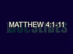 MATTHEW 4:1-11
