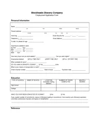 Blockheads Shavery Company Employment Application Form