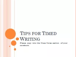 Tips for Timed Writing