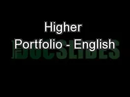Higher Portfolio - English