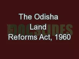 The Odisha Land Reforms Act, 1960