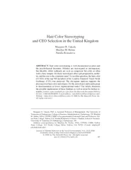 Hair Color Stereotyping and CEO Selection in the Unite