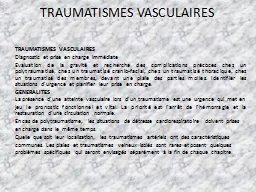 TRAUMATISMES VASCULAIRES