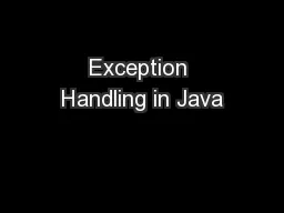 Exception Handling in Java