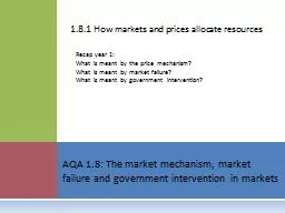 1.8.1 How markets and prices allocate resources