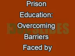 ‘Enabling Prison Education: Overcoming Barriers Faced by
