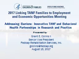 Addressing Barriers:  Innovative TANF and Behavioral Health