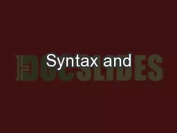 Syntax and