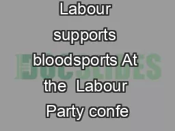 Labour supports bloodsports At the  Labour Party confe