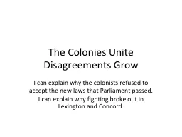 The Colonies Unite