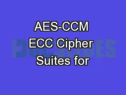 AES-CCM ECC Cipher Suites for