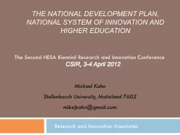 The national development plan, national system of innovatio