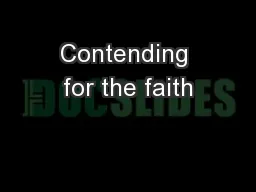 Contending for the faith