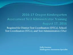 2016-17 Oregon Kindergarten Assessment Test Administrator T