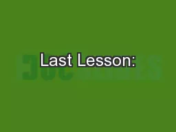 Last Lesson: