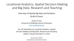 Locational Analytics, Spatial Decision-Making and Big Data: