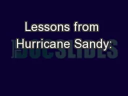 Lessons from Hurricane Sandy: