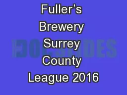 Fuller’s Brewery Surrey County League 2016