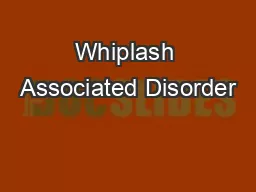 Whiplash Associated Disorder