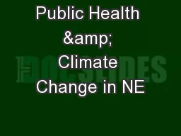 Public Health & Climate Change in NE