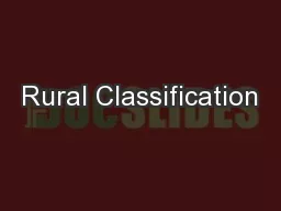 Rural Classification