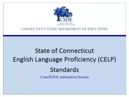 CONNECTICUT STATE DEPARTMENT OF EDUCATION
