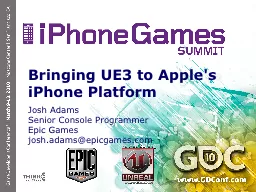 Bringing UE3 to Apple's iPhone Platform
