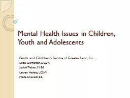 Mental Health Issues in Children, Youth and Adolescents