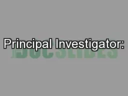 Principal Investigator: