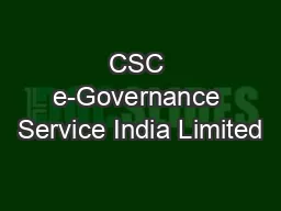 CSC e-Governance Service India Limited