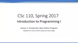 CSc  110, Spring 2017