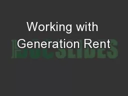 Working with Generation Rent