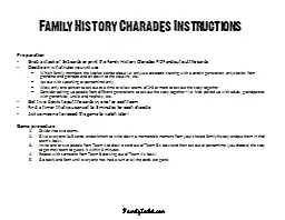 Family History Charades Instructions
