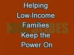 Helping Low-Income Families Keep the Power On