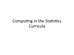 Computing in the Statistics Curricula