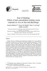 Fear of blushing Effects of task concentration trainin