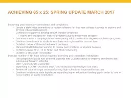 ACHIEVING 65 x 25: SPRING UPDATE MARCH 2017