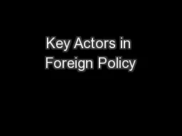 Key Actors in Foreign Policy