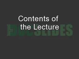 Contents of the Lecture