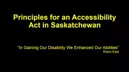 Principles for an Accessibility Act in Saskatchewan