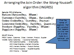 Arranging the Join Order: the Wong-Youssefi algorithm (INGR