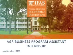 Agribusiness Program Assistant Internship