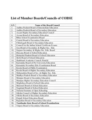 List of Member BoardsCouncils of COBSE S