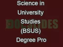 Bachelor of Science in University Studies (BSUS) Degree Pro