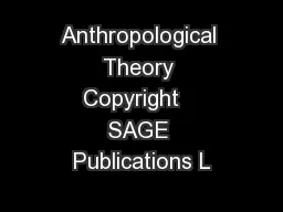 Anthropological Theory Copyright   SAGE Publications L
