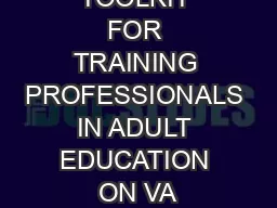 TOOLKIT FOR TRAINING PROFESSIONALS IN ADULT EDUCATION ON VA