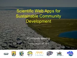 Scientific Web Apps for Sustainable Community Development