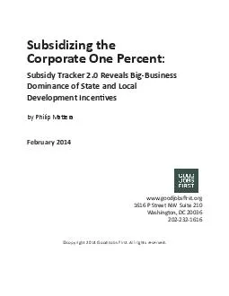Subsidizing the Corporate One Percent Subsidy Tracker 