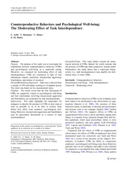 Counterproductive Behaviors and Psychological Wellbein