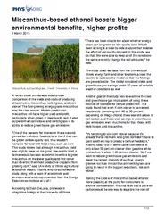 Miscanthusbased ethanol boasts bigger environmental be